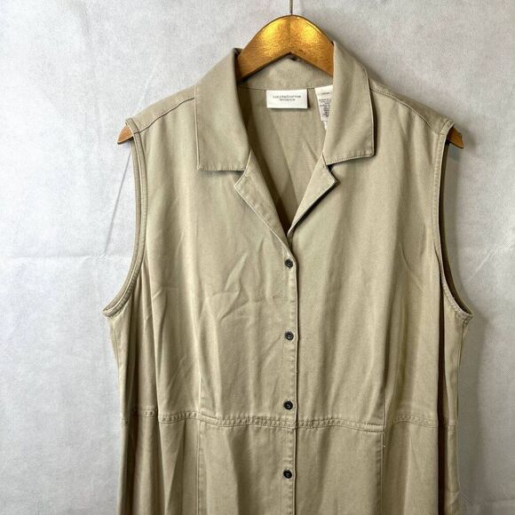 Liz Claiborne Woman Sleeveless Button Front Khaki Maxi Dress Plus Size 16W - Picture 7 of 11